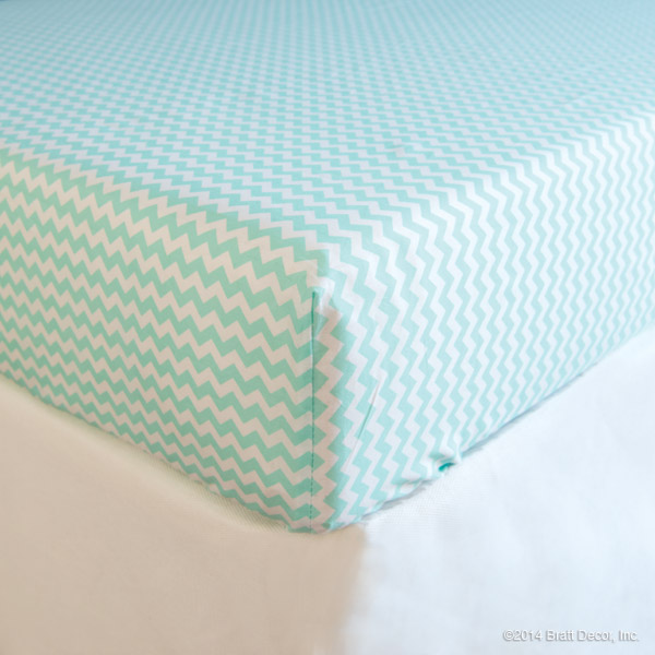 Mint Chevron Cotton Crib Sheet Boy Girl Neutral Green Sheets