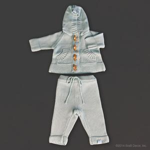 knitted cotton hoodie and pants set blue