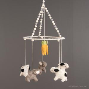 felted mobile - bunnies